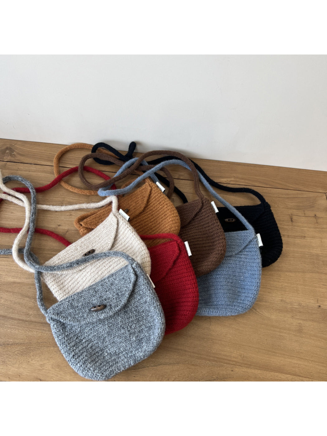 Cosbai - Textured Knit Button Flap Crossbody Bag