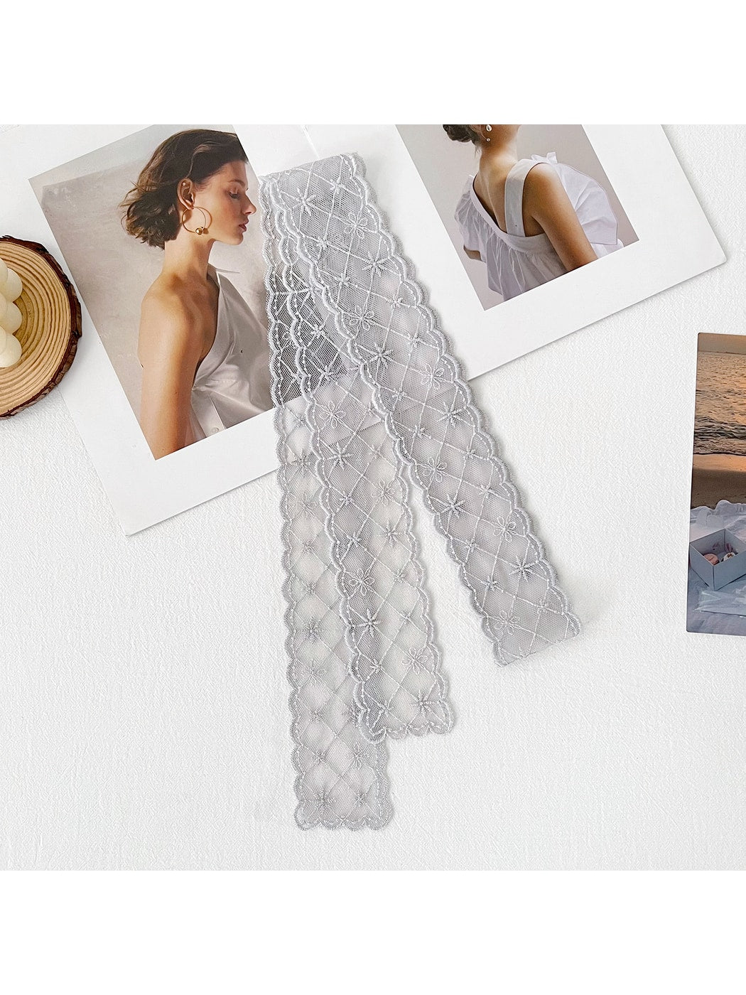 Scarvii - Long Narrow Lace Decorative Scarf