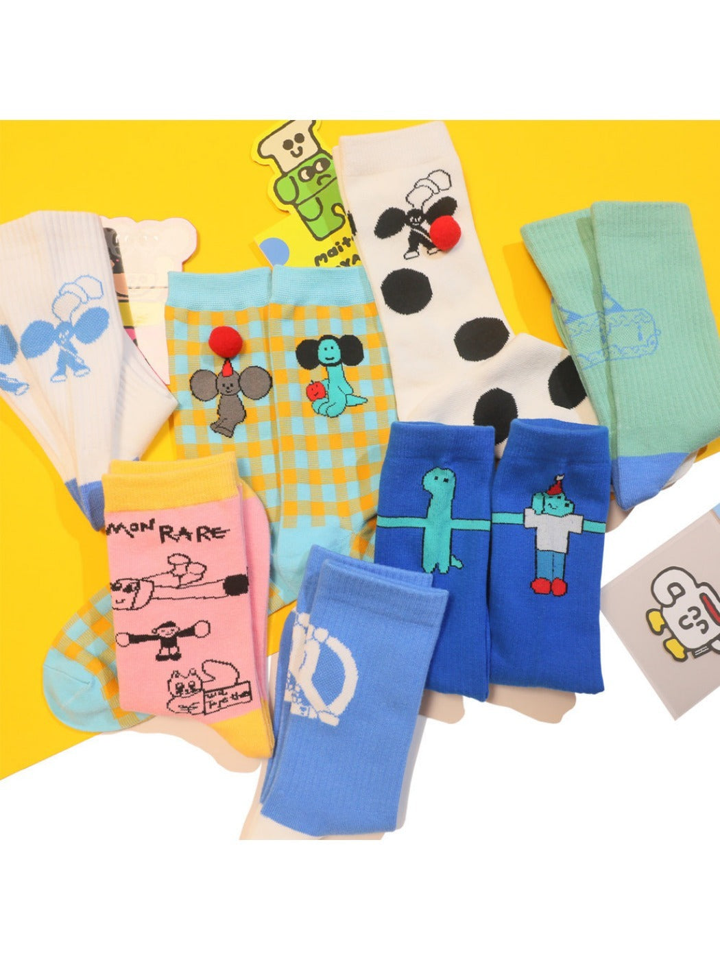 Rufia - Playful Cartoon Character Sports Ankle Socks