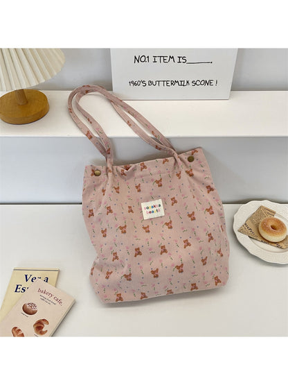 Cosbai - Floral Print Tote Shoulder Bag