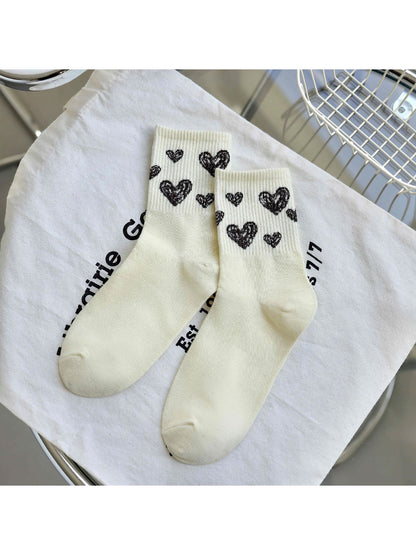 Rufia - Sketch Heart Motif Crew Socks