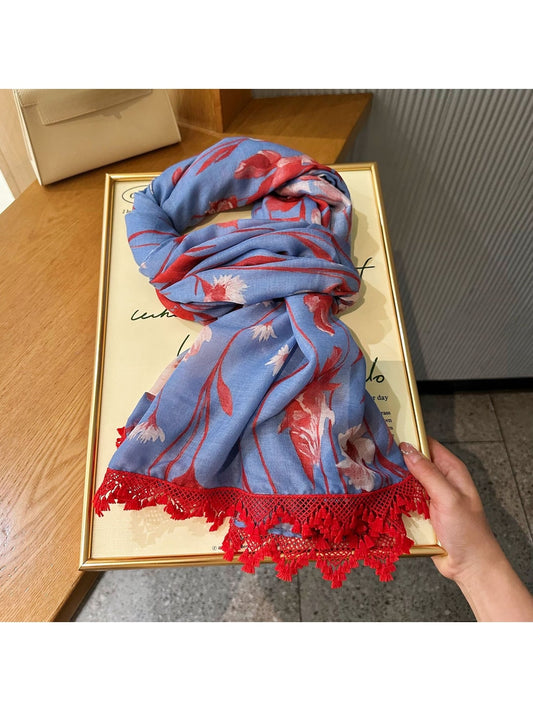 Scarvii - Bright Floral Lace Summer Wrap Scarf