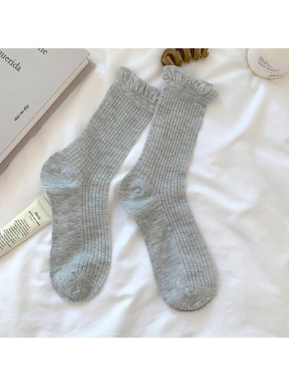 Rufia - Ribbed Ruffle Trim Classic Crew Socks product image 5