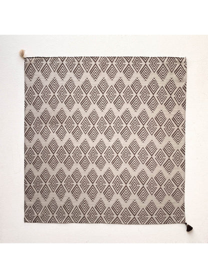Scarvii - Retro Brown Geometric Print Square Scarf