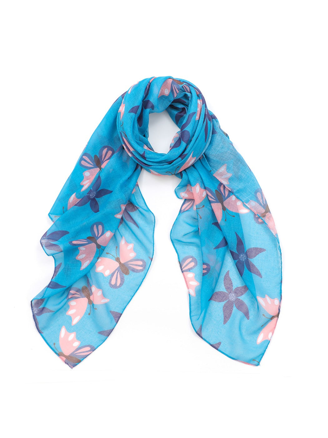Scarvii - Blue Butterfly Print Women’s Scarf