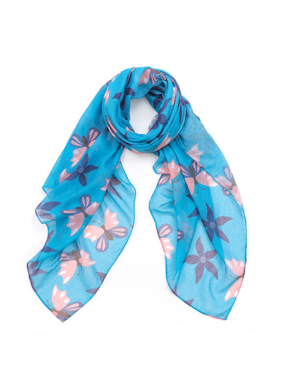 Scarvii - Blue Butterfly Print Women’s Scarf