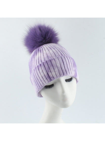 Haila - Ribbed Stripe Knit Beanie Hat