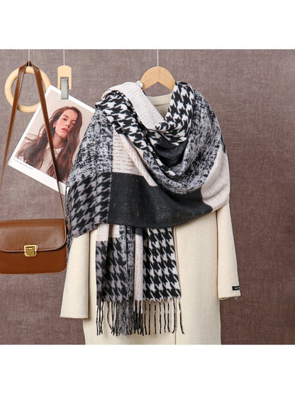 Scarvii - Geometric Pattern Tassel Winter Scarf