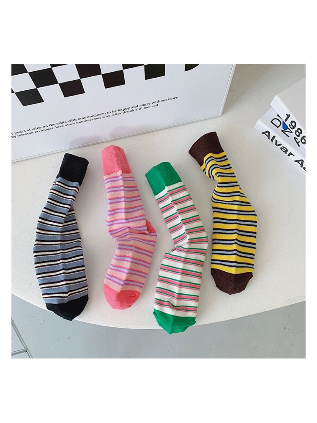 Rufia - Bright Stripe Knit Crew Socks