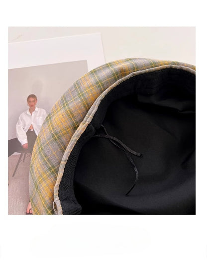 Haila - Plaid Patch Casual Beret Hat