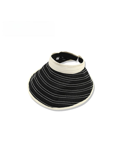 Haila - Ripple Stripe Open Top Wide Brim Visor Hat