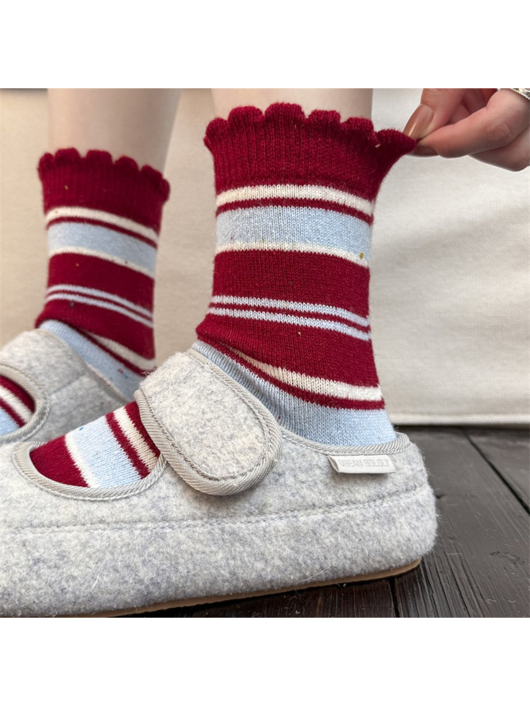 Rufia - Cute Bear & Stripe Knit Crew Socks product image 4