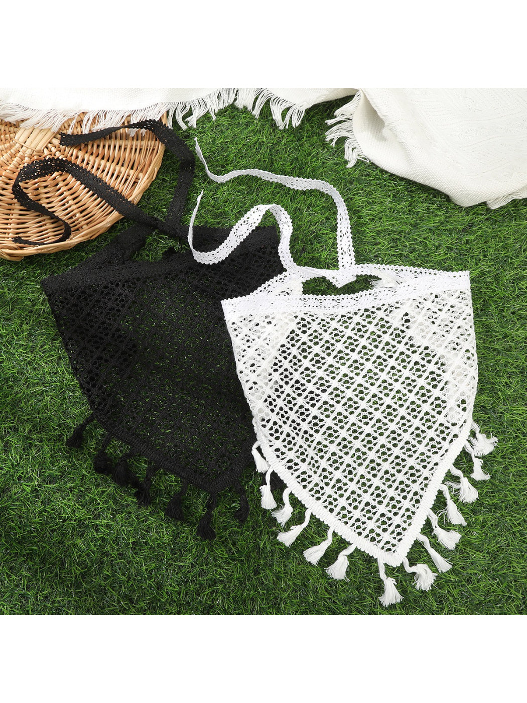 Scarvii Sheer Mesh Tassel Tie Hair Scarf