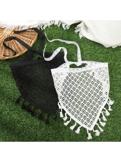 Scarvii Sheer Mesh Tassel Tie Hair Scarf