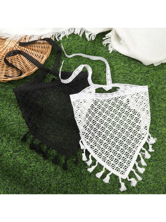 Scarvii Sheer Mesh Tassel Tie Hair Scarf