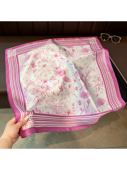 Scarvii - Fresh Floral Pattern Fashion Square Scarf