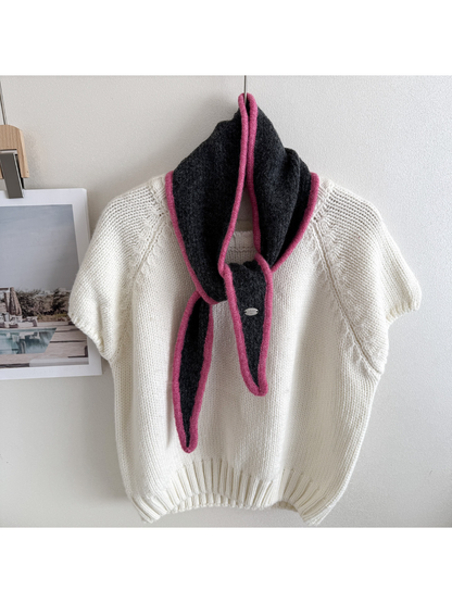 Scarvii - Contrast Trim Narrow Scarf