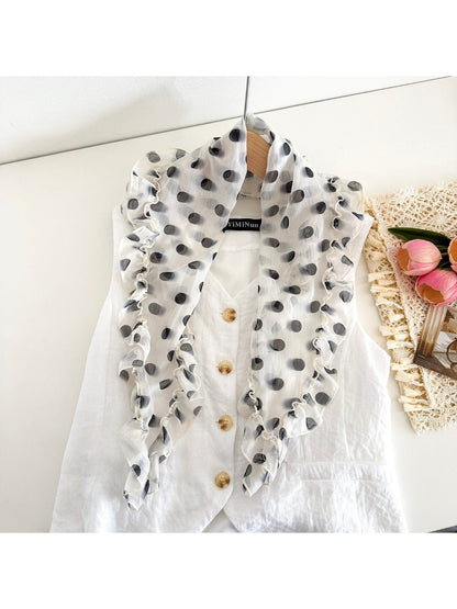 Scarvii - Polka Dot Ruffle Edge Scarf