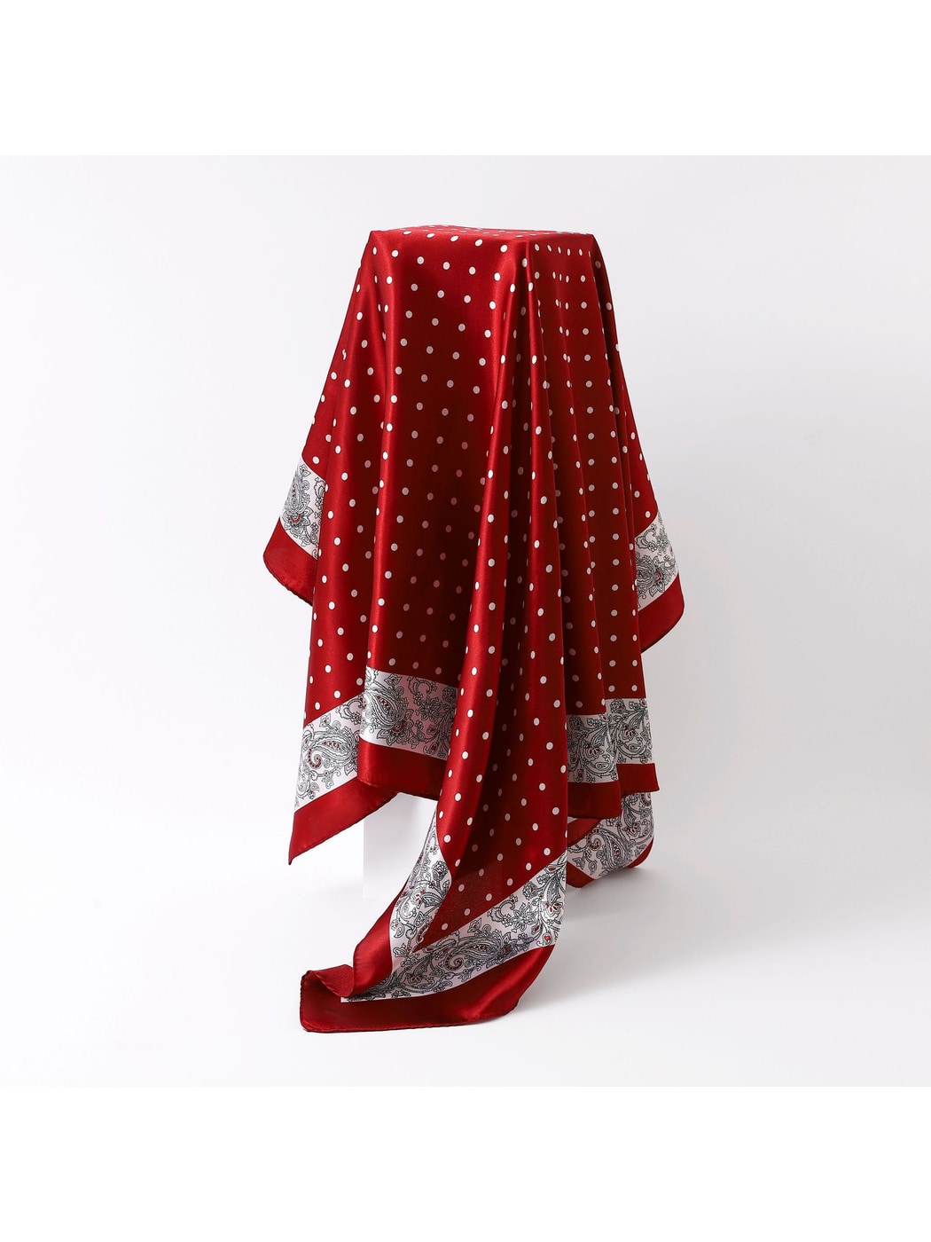 Scarvii - Polka Dot Printed Border Square Scarf