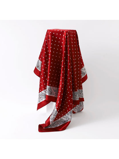 Scarvii - Polka Dot Printed Border Square Scarf