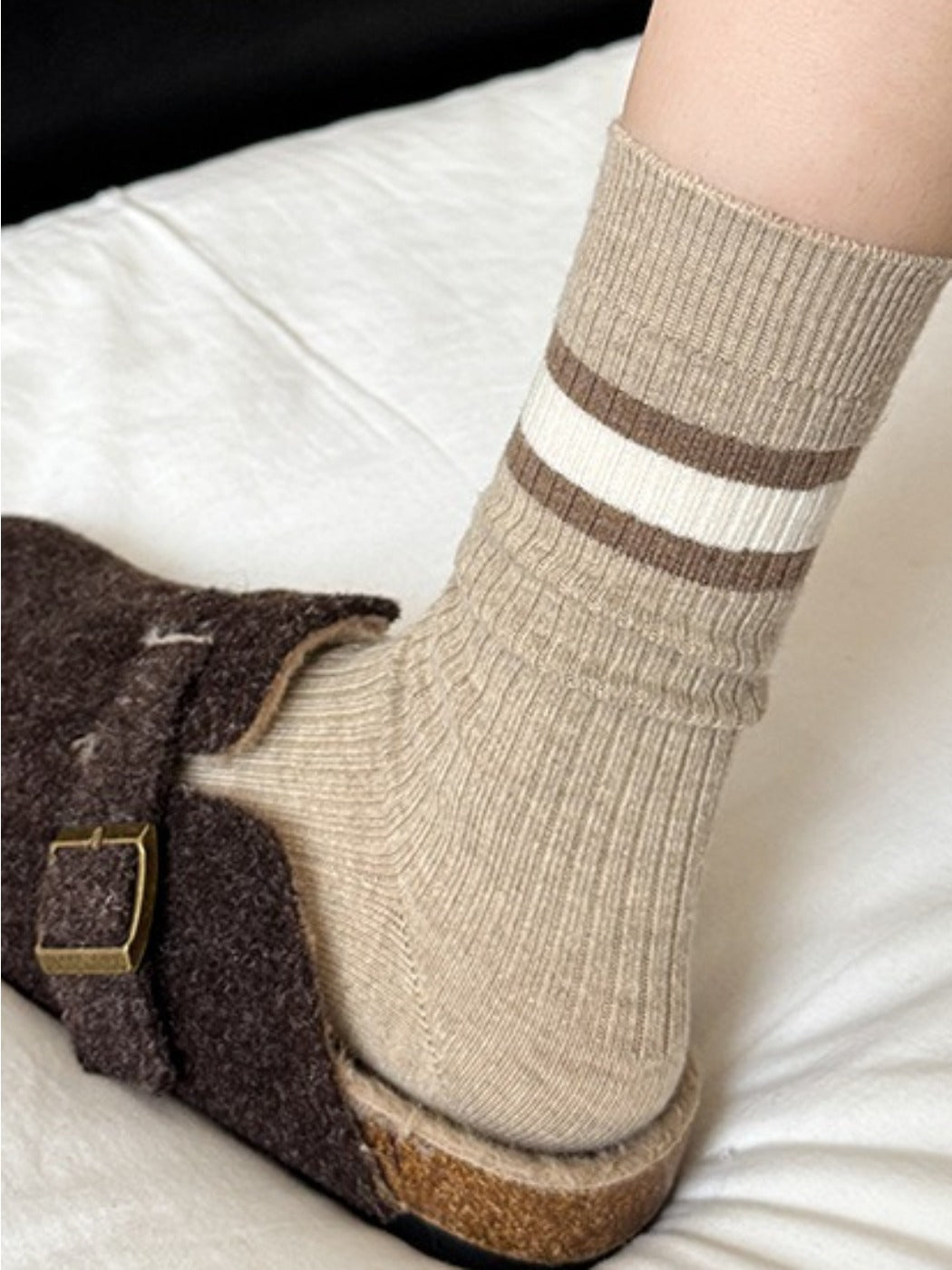 Rufia - Warm Breathable Mid-Calf Striped Socks