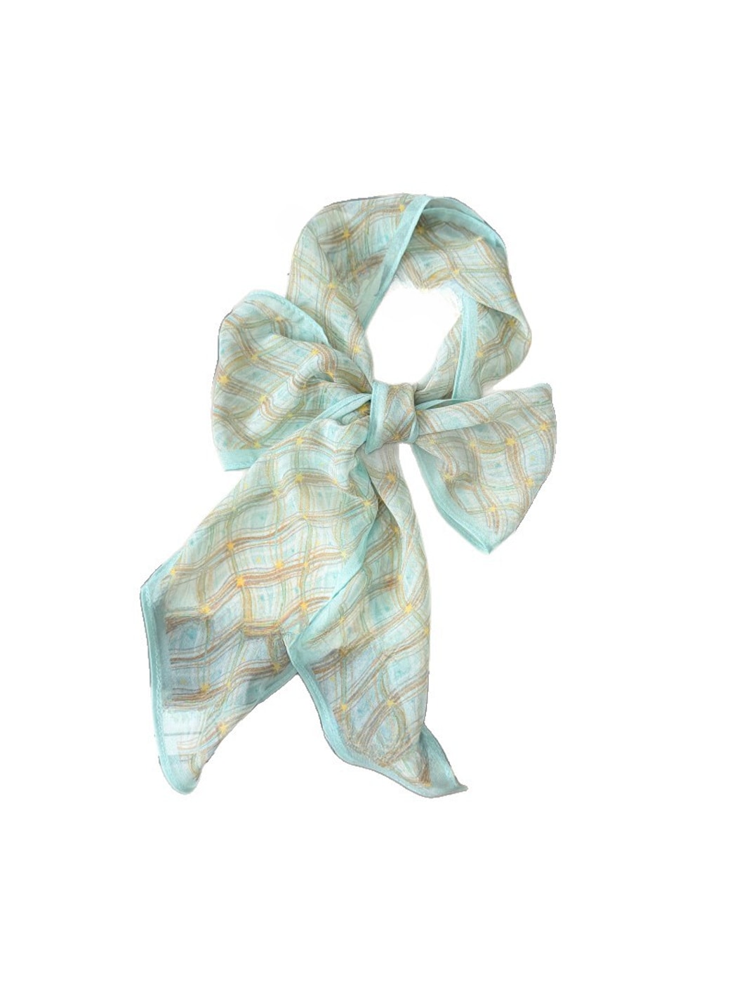 Scarvii - Mint Green Line Print Ribbon Style Scarf