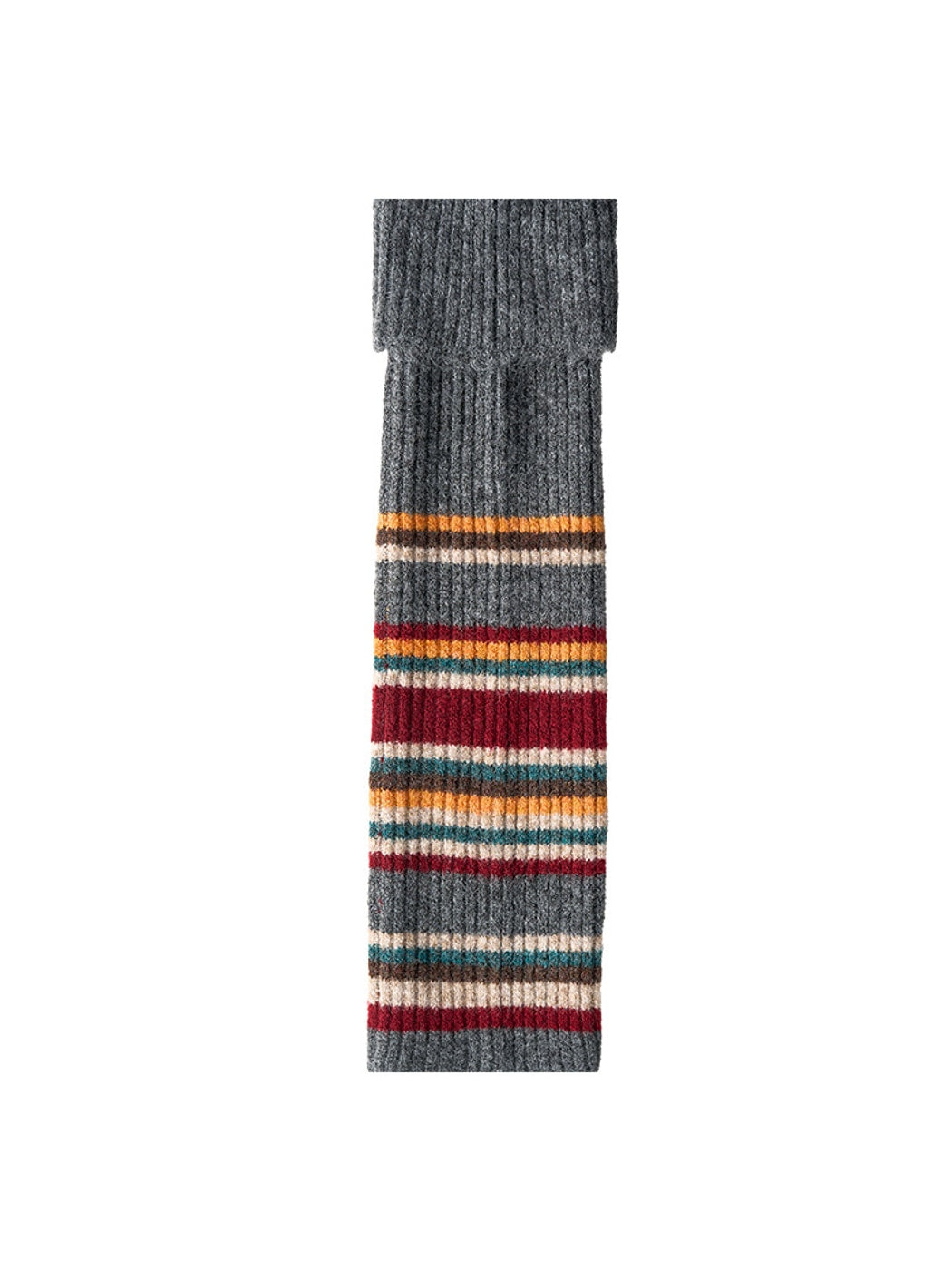 Cozyra - Striped Folded-Cuff Knit Leg Warmers