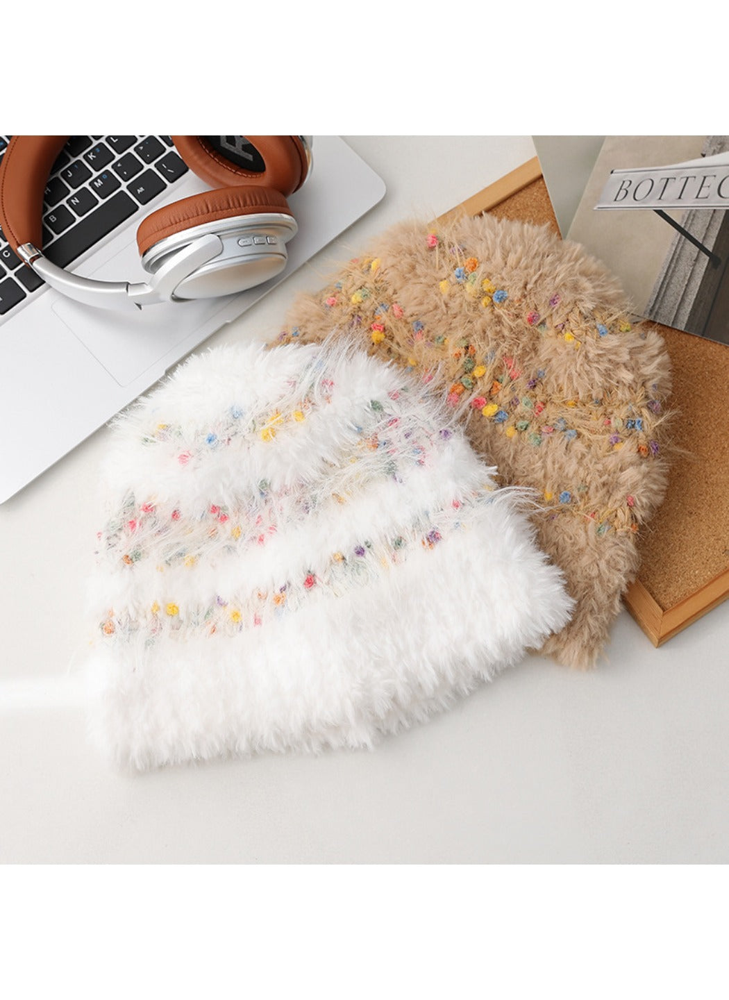 Haila - Fuzzy Confetti Knit Beanie for Women