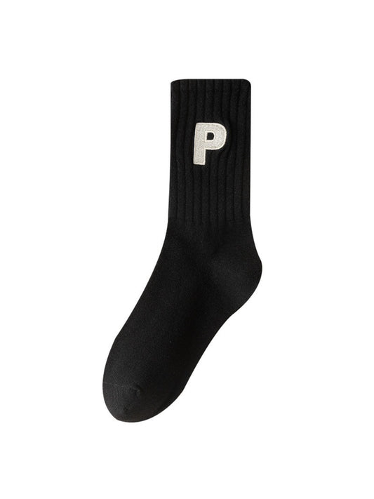 Rufia - Ribbed Letter Patch Minimal Crew Socks product image 2