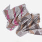 Side view of Haila floral tie back vintage visor cap showing the tie back detail