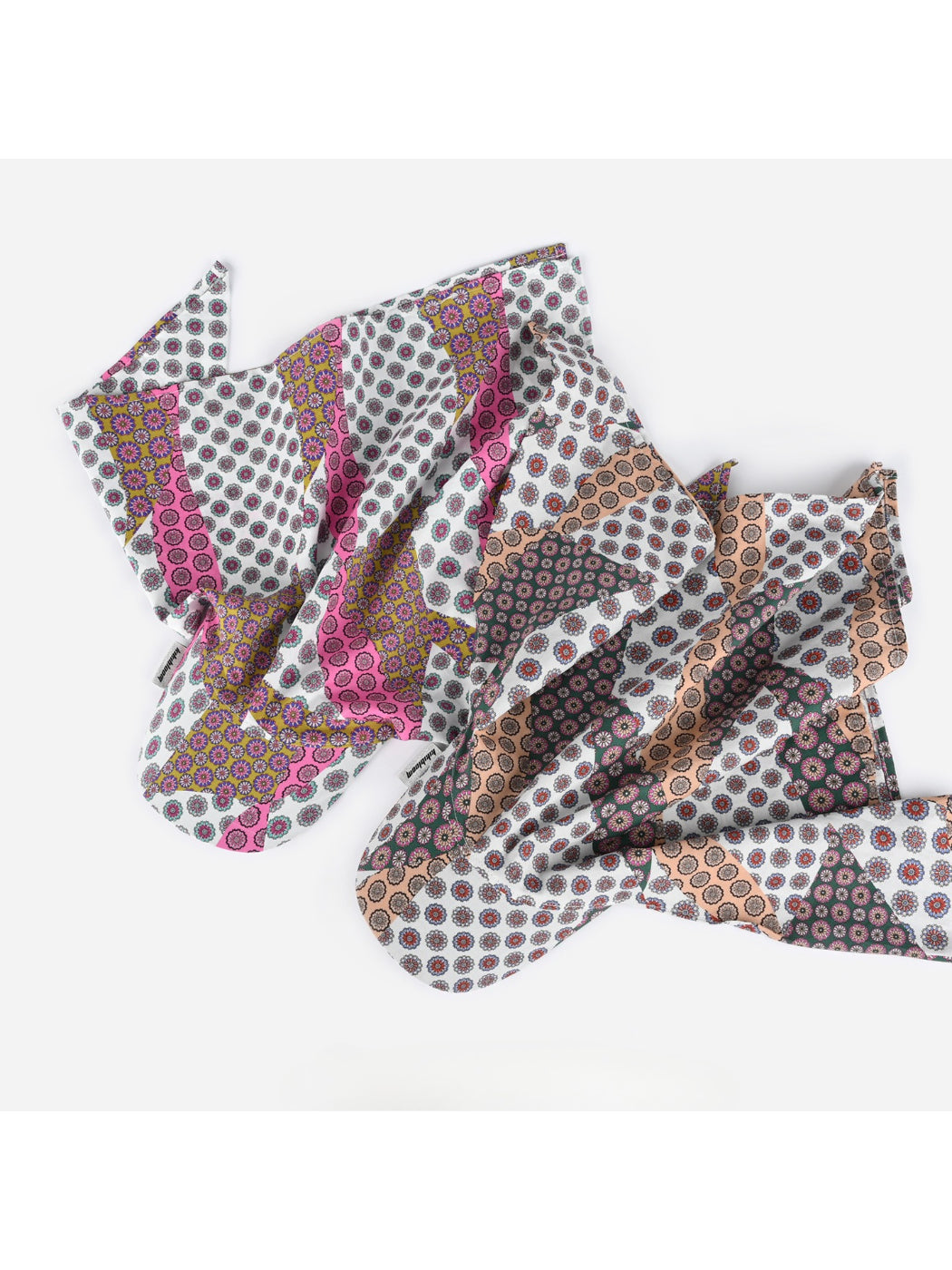 Side view of Haila floral tie back vintage visor cap showing the tie back detail