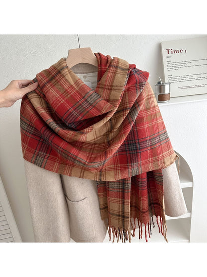 Scarvii - Classic Multicolor Plaid Fringed Winter Scarf