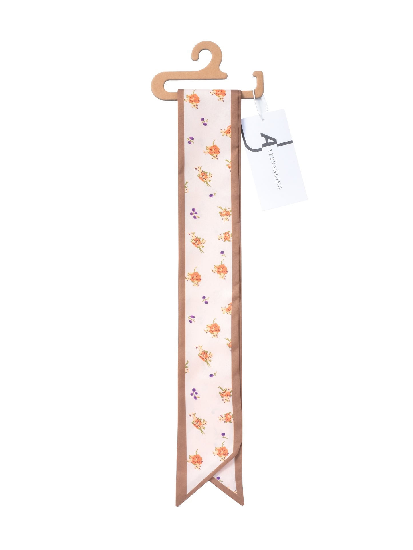 Scarvii - Floral and Heart Print Skinny Scarf