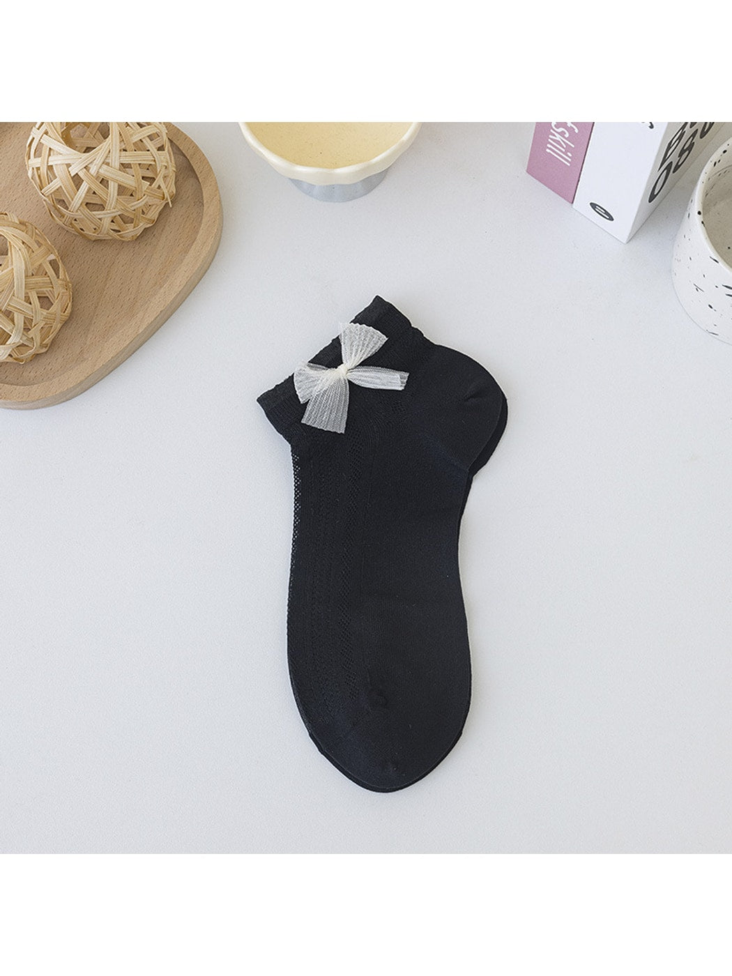 Rufia - Sweet Muted Bow Casual Ankle Socks