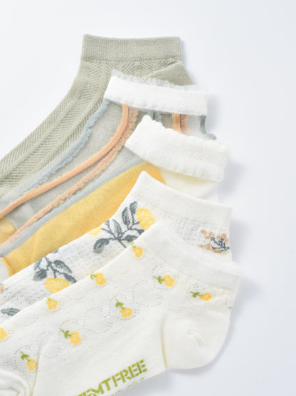 Rufia - Soft Floral Pattern Lightweight Crew Socks
