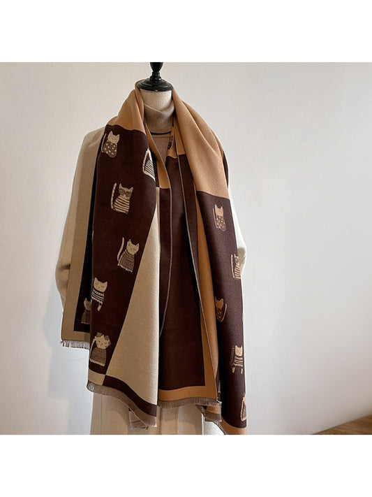 Scarvii – Cute Cat Print Long Scarf & Shawl