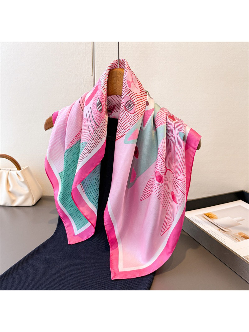 Scarvii Playful Cat Print Square Scarf
