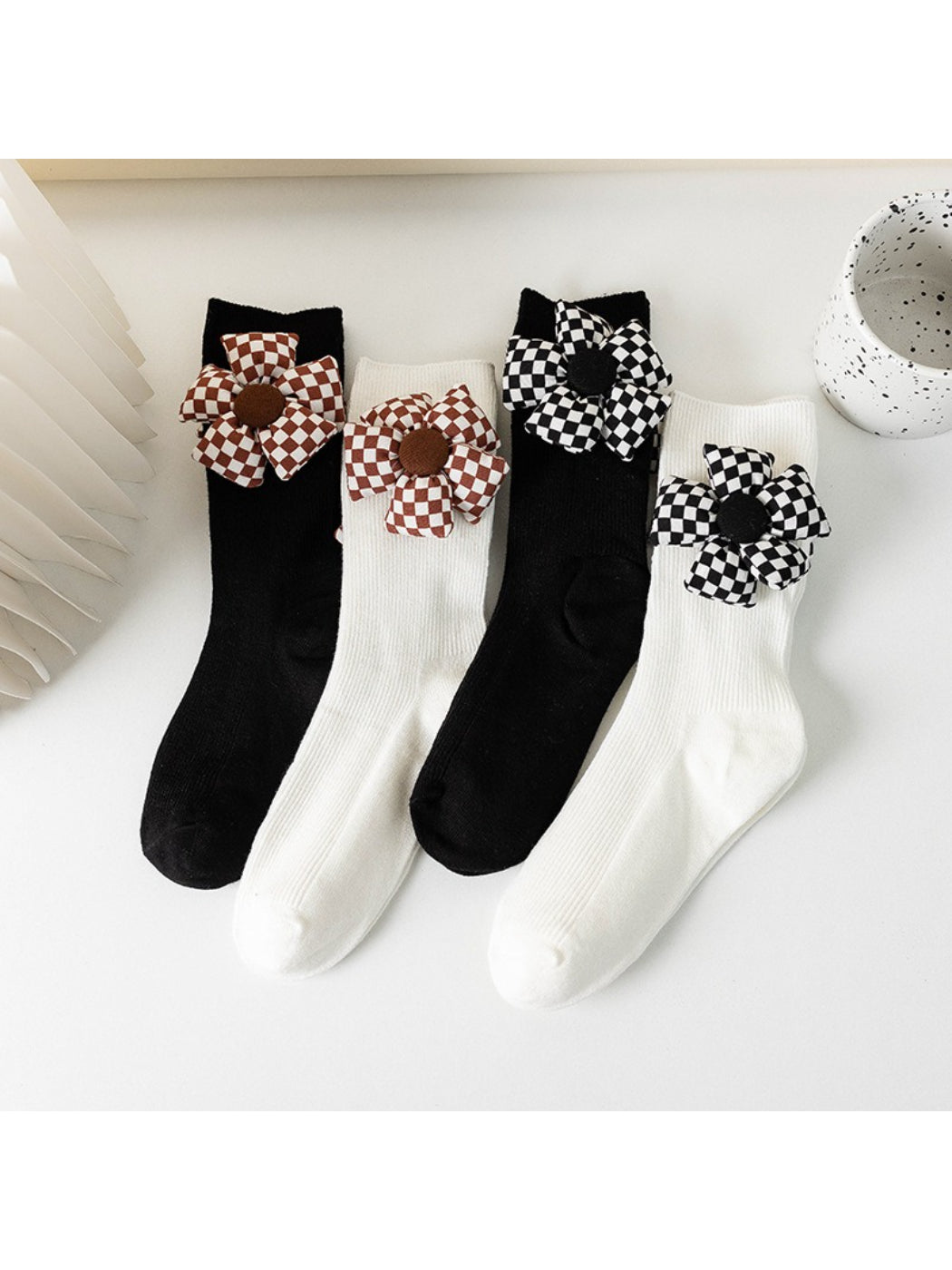 Rufia - Checkered Flower Crew Socks product image 1