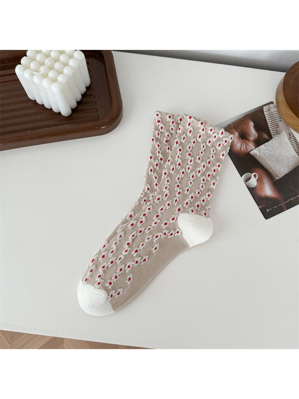 Rufia - Vintage Raised Dot Jacquard Crew Socks