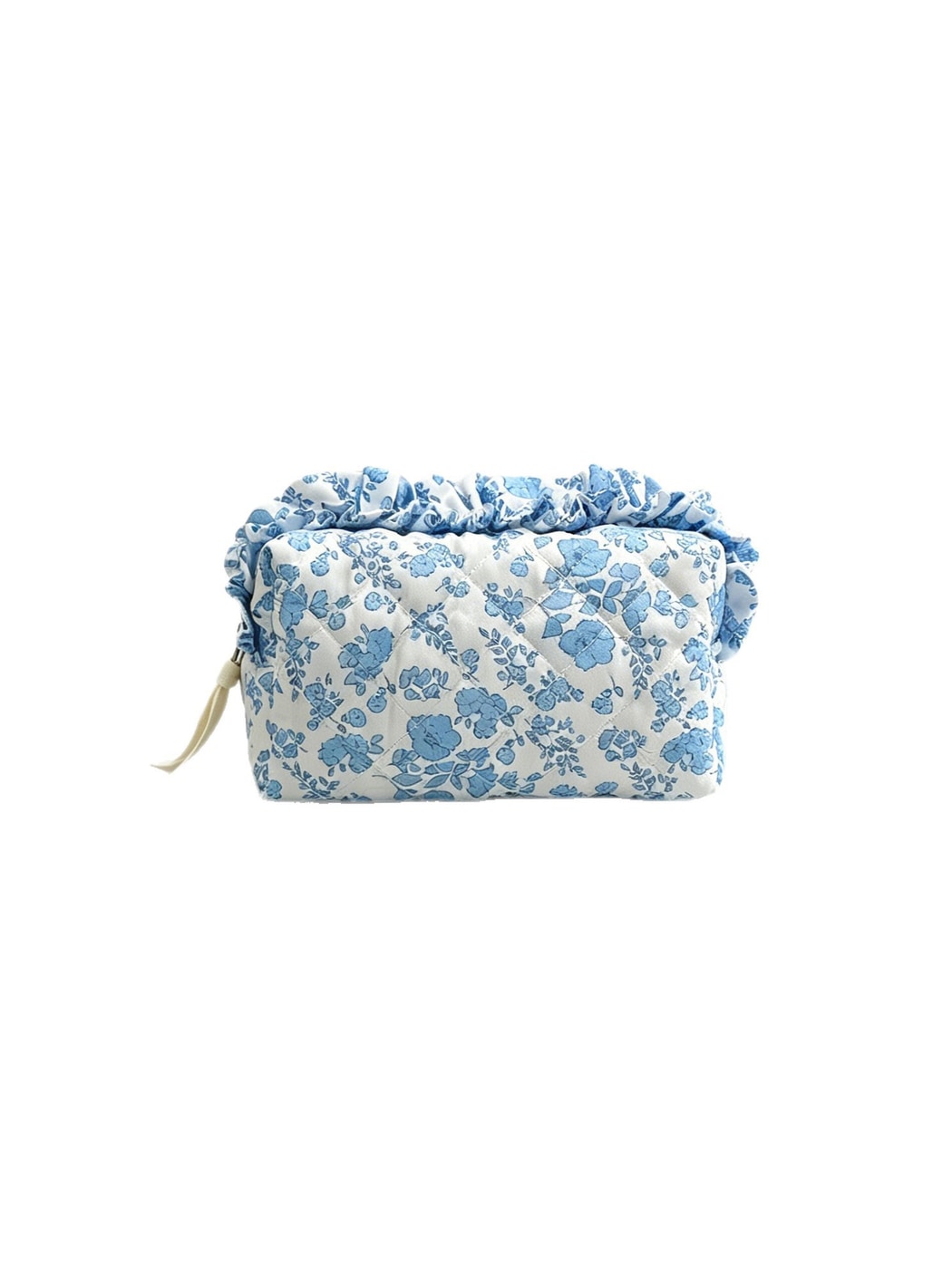 Cosbai - Ruffle Trim Quilted Cosmetic Organizer Bag