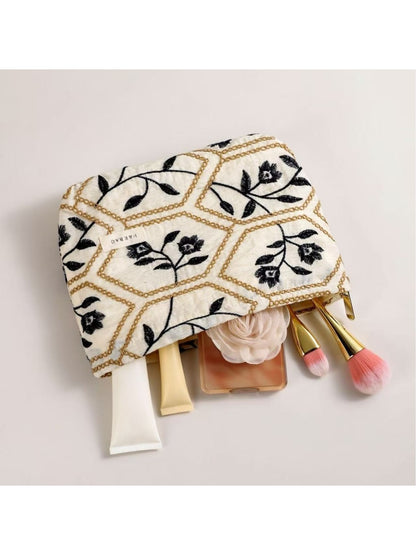 Cosbai - Women's Floral Print Handheld Cosmetic Bag