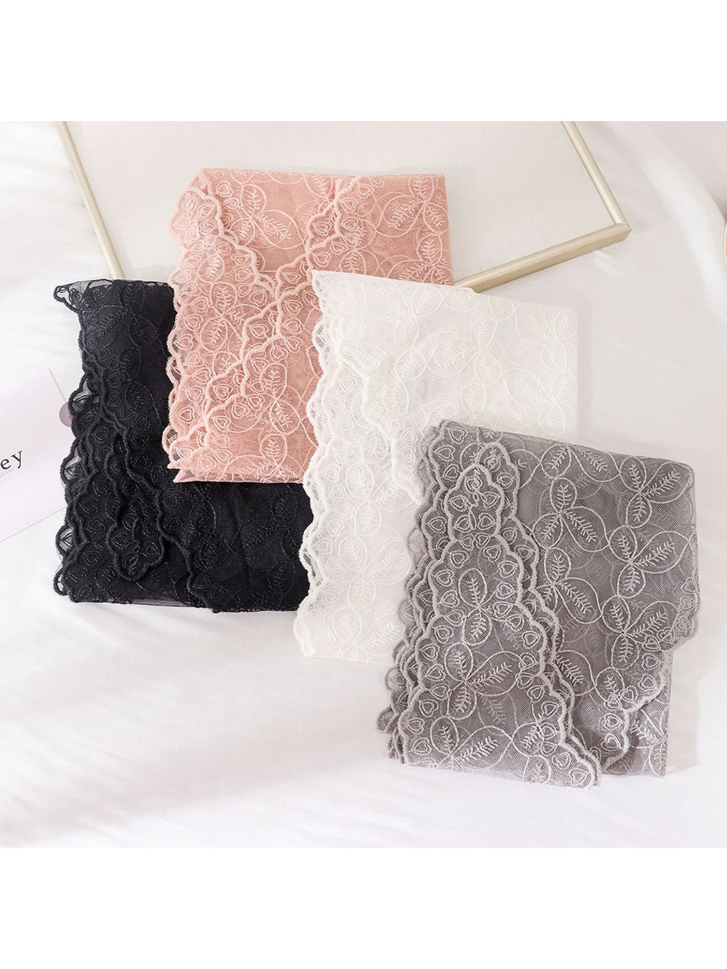 Scarvii - Embroidered Floral Lace Triangle Bandana