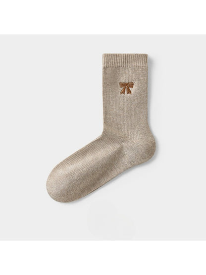 Rufia - Ribbed Crew Bow Accent Socks