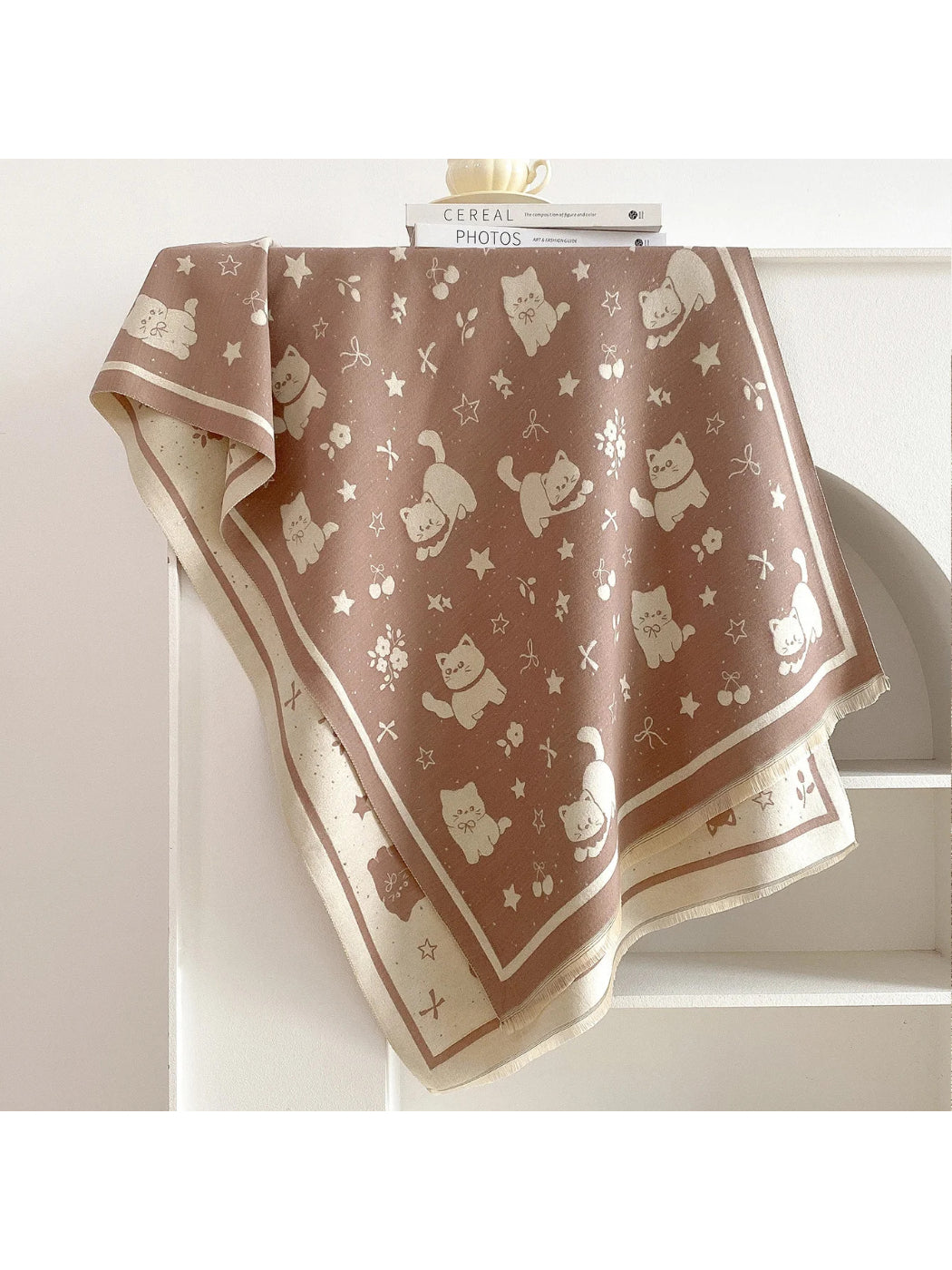 Scarvii - Cat, Star & Cherry Print Scarf