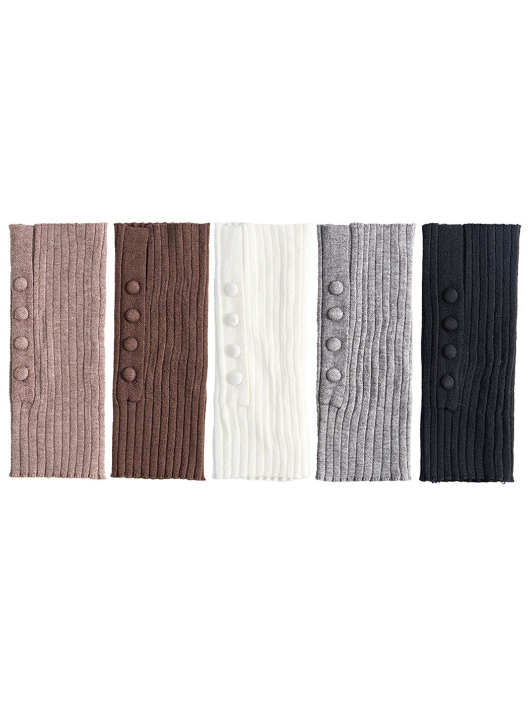 Cozyra - Ribbed Knit Button-Detail Leg Warmers