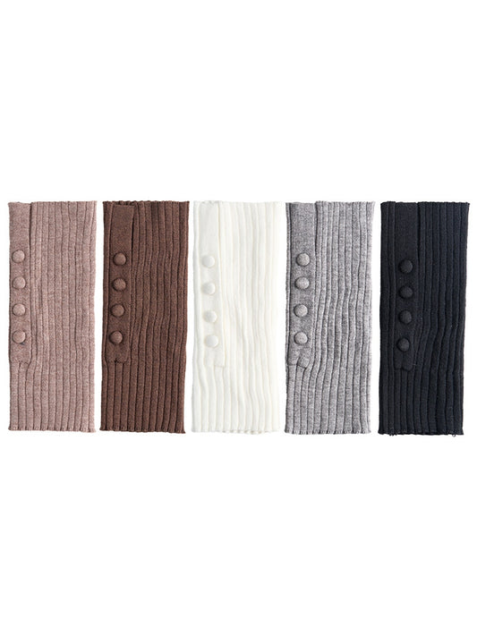 Cozyra - Ribbed Knit Button-Detail Leg Warmers