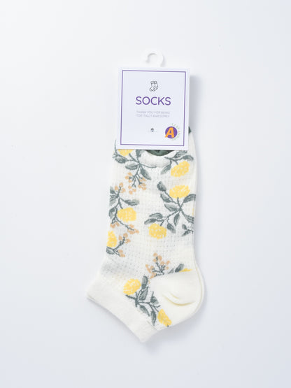 Rufia - Soft Floral Pattern Lightweight Crew Socks