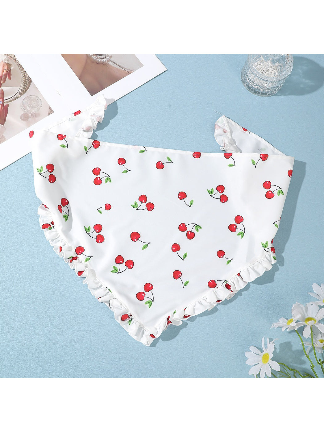 Scarvii Ditsy Floral Ruffle Head Scarf