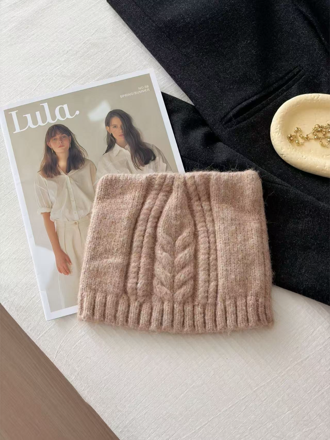 Haila - Textured Cable Knit Winter Beanie Hat