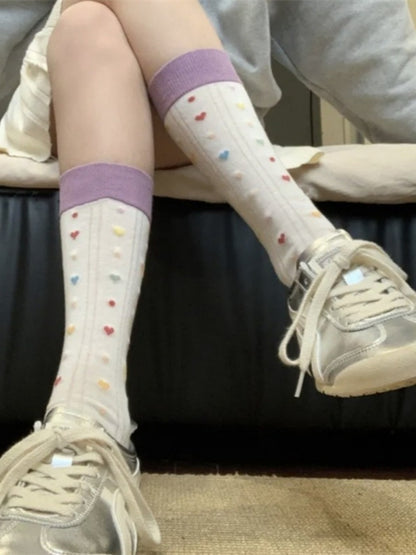 Rufia - Cute Breathable Mid-calf Socks with Polka Dot